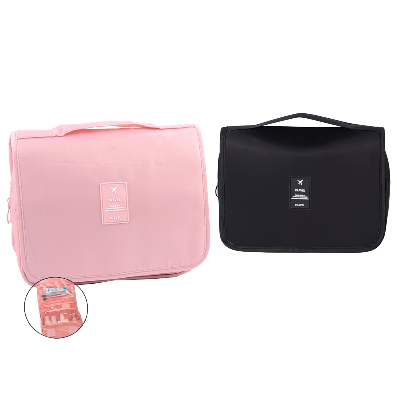 Bolsa maquiagem portátil para cosméticos, artigos de higiene pessoal, simplicidade, grande capacidade, 1pc