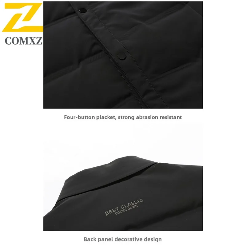 COMXZ Men Down Jacket Turndown Collar Commuting Office Warm Lightweight Parka Fashion Travel Cold Protection Winter Garment