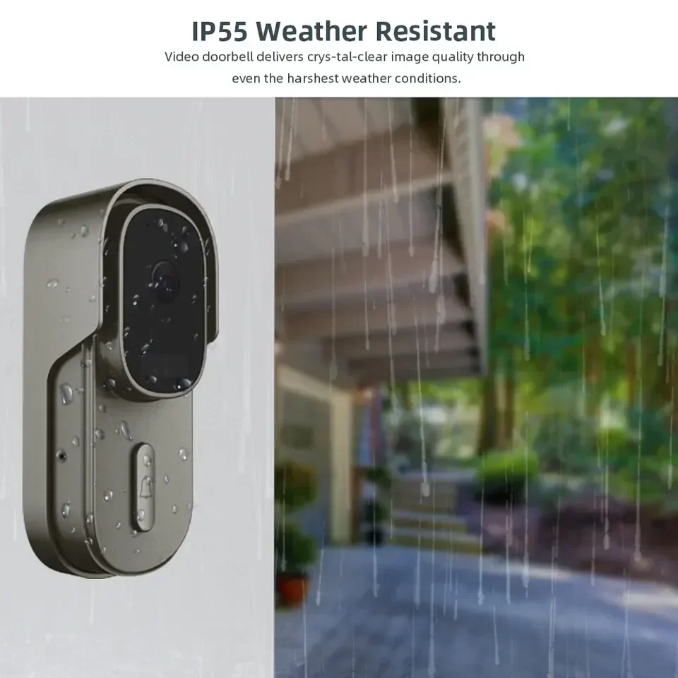 Tuya Smart Battery Video Doorbell Camera 1080P 170° 12-24V AC/DC Wired Door Bell Camera Two-Way Audio Works With Alexa Google