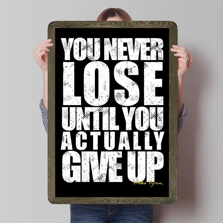 Mike Tyson Quote Metal Wall Art You Never Lose Until You Give Up Inspirational Home Decor