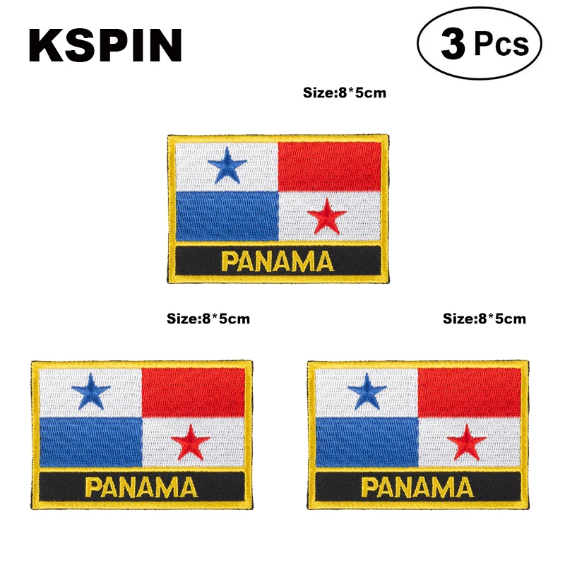 Panama Rectangular Shape Flag patches embroidered flag patches national flag patches for clothing DIY Decoration