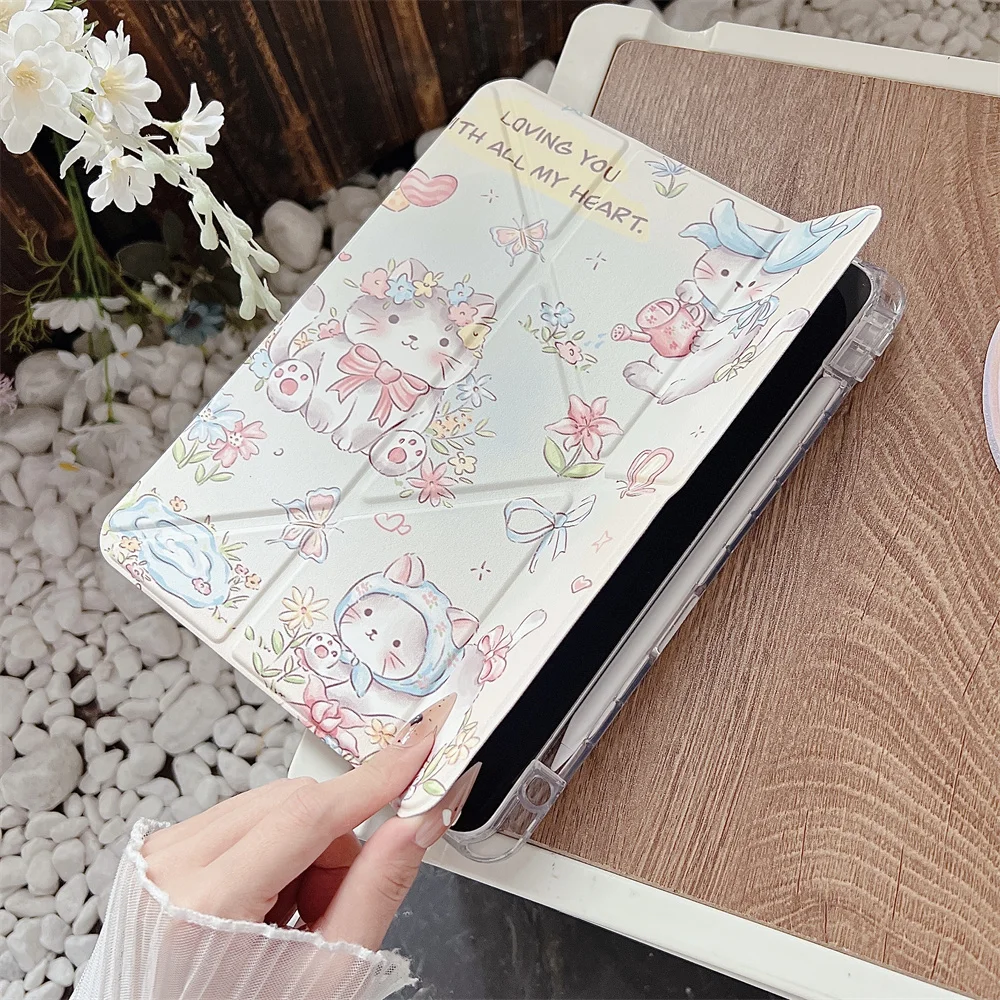 Korean Cute Kitten Cases for iPad 10th 10.9 Air 7 8 Pro11 13