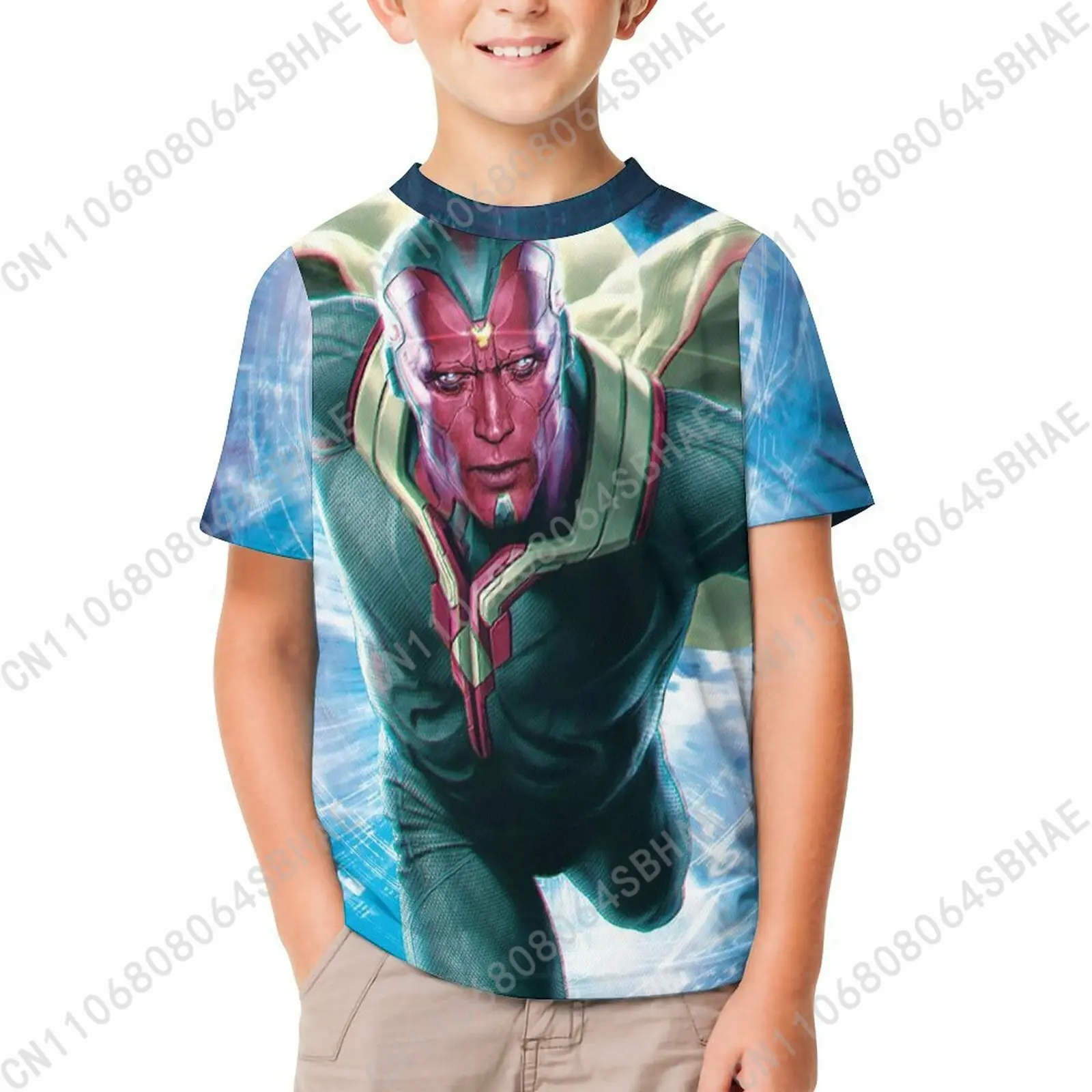 

Marvel Vision T Shirt Boy Girl Short Sleeve Print Cotton TShirt Comfortable Crew Neck Children Child Tee Cosplay