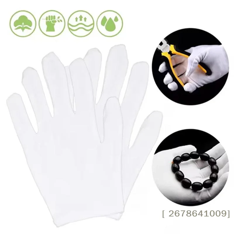 ⚑White Cotton Work Gloves Dry Hands Moisturizing SPA Gloves High Stretch For Ceremonial Inspection &Household Clean