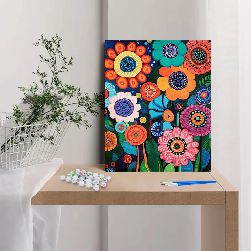 Chenistory-装飾用の数字のアクリル画,カラフルな花の絵 - AliExpress 15