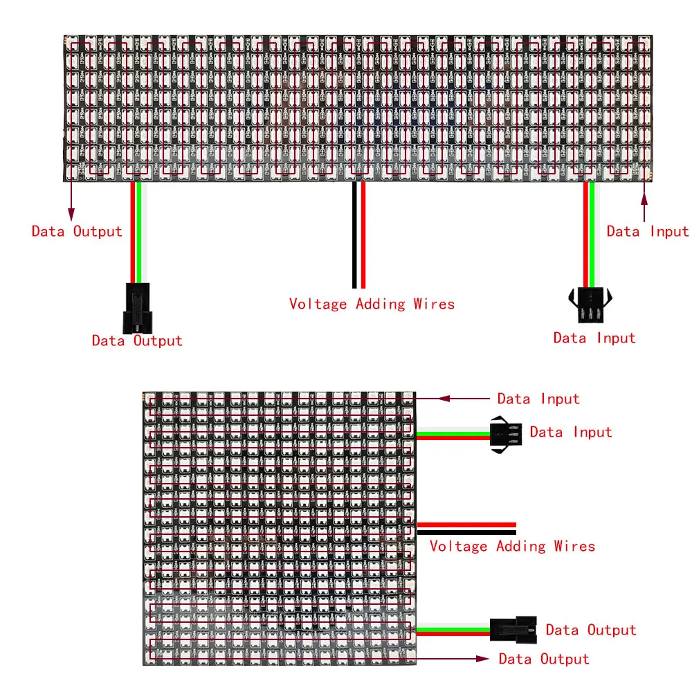 WS2812B Individually Addressable Digital Flexible Panel Light WS2812 IC RGB LED 8x8 16x16 8x32 Pixel Module Matrix Screen DC5V