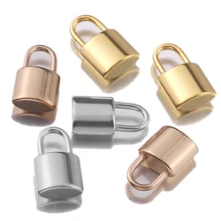 5Pcs Stainless Steel Plated Rose Gold Pad Lock Pendant Floating Charms Diy Necklace Bracelet Jewelry Earring Making Wholesale