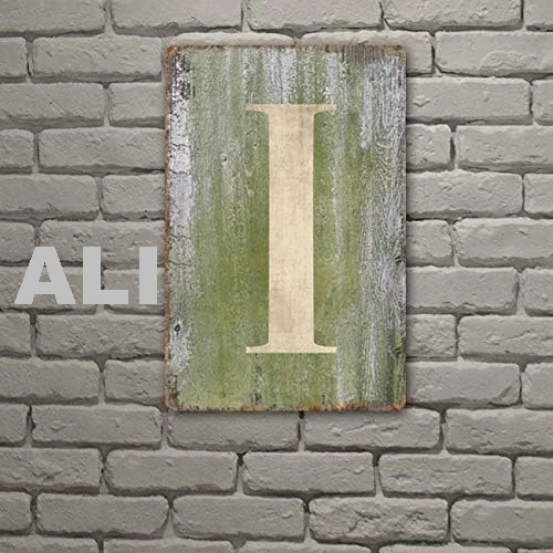 Signs Vintage tin Sign Letter I,8 X 12 Inch,Hanging Wall 26 Letters Metal Alphabet Wall Letter for Home, Bedroom, Bar, Wall sign