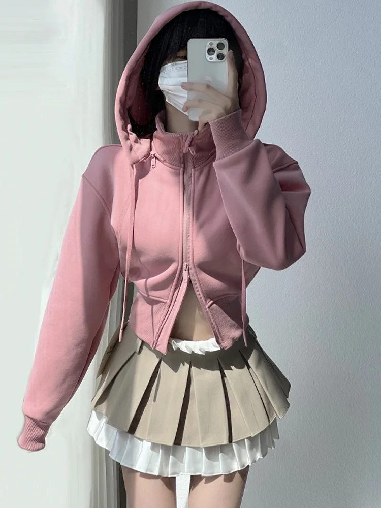 Ay Hoodie Cardigan Feminino Faionable Spicy Girl Cintura-Aconchamento Primavera Versátil Longo Sve ort Casacos Jaet