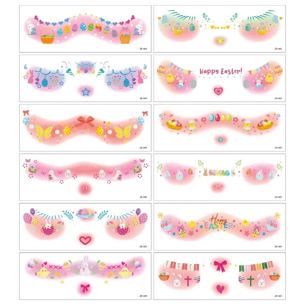

12pcs Waterproof Easter Freckles Blush Stickers Facial Art Disposable Easter Egg Face Temporary Tattoos Long Lasting DIY
