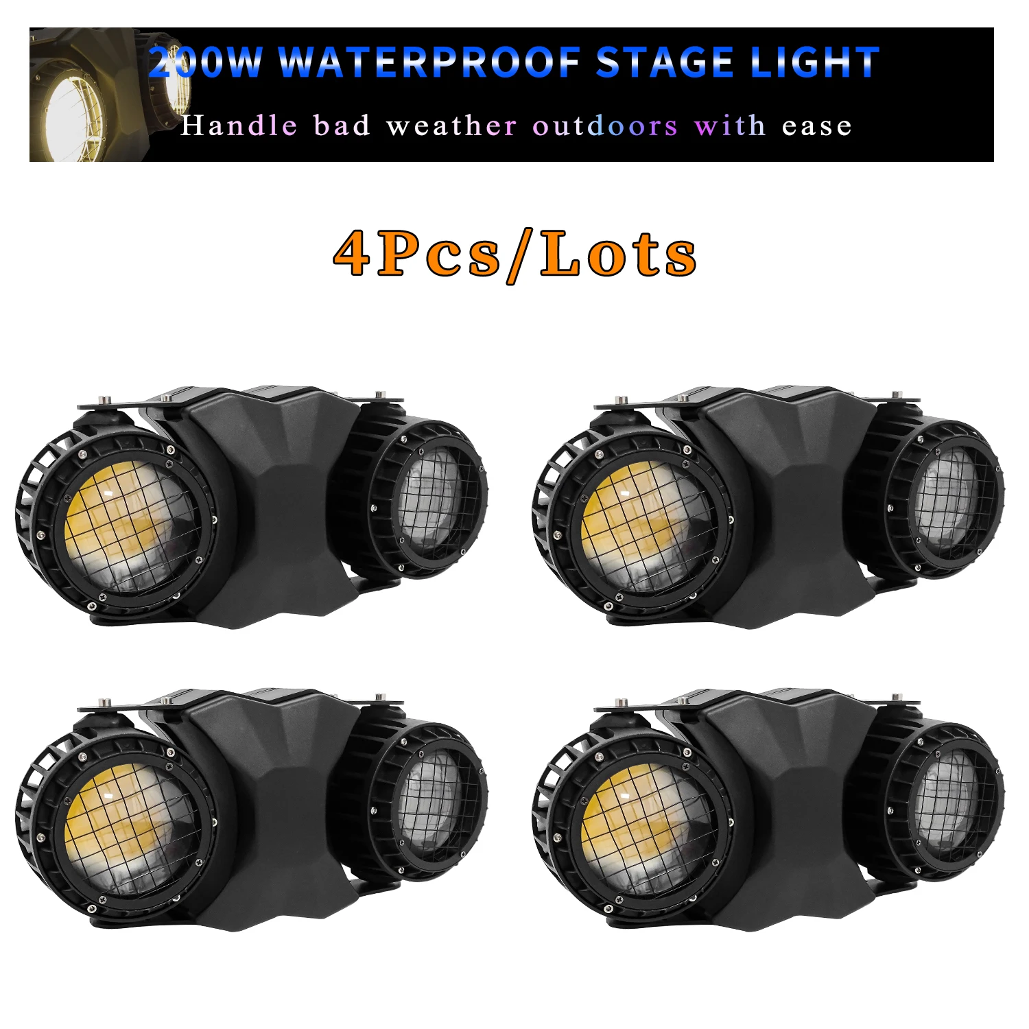 

4Pcs/Lots 2×100W LED Waterproof Par Light 2 Eyes COB Stage Light DMX Control Outdoor Event Performance DJ Disco Equipment