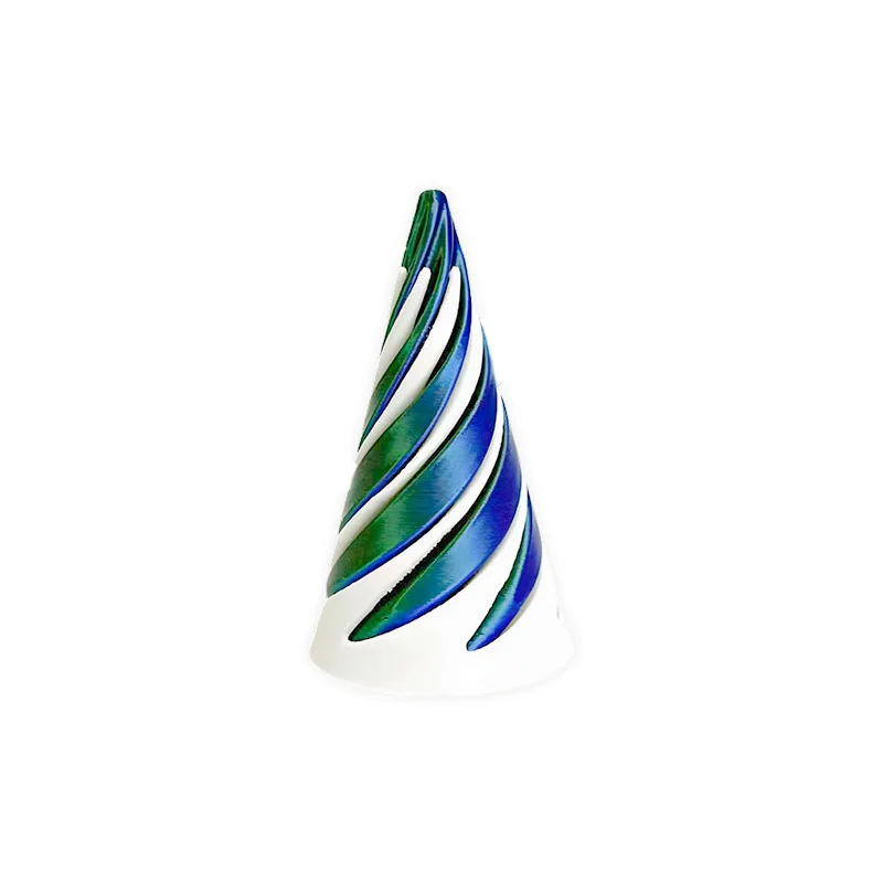 3D Printed Dual Color PLA Spiral Cone Fidget Toy Pass through Pyramid Vortex Thread Illusion Sculpture Ornaments for Adults