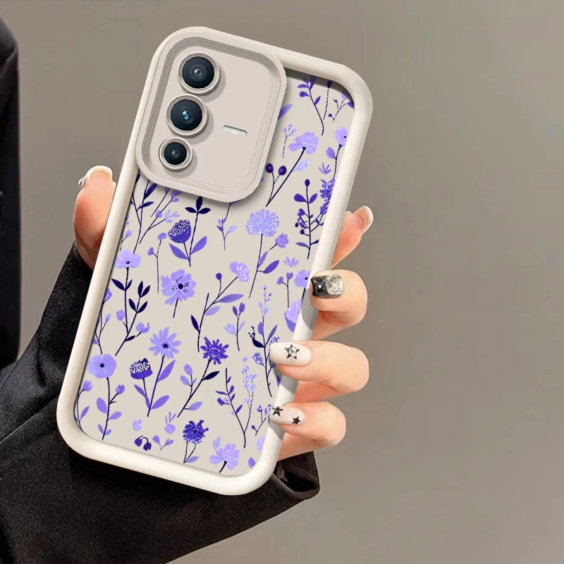 Coque de téléphone à motifs floraux colorés pour Vivo Y400 Pro, Y300, Y200, Y100, Y93, Y77E, Y76, Y75, Y55, Y53S, Y51, en TPU souple, résistante aux rayures.