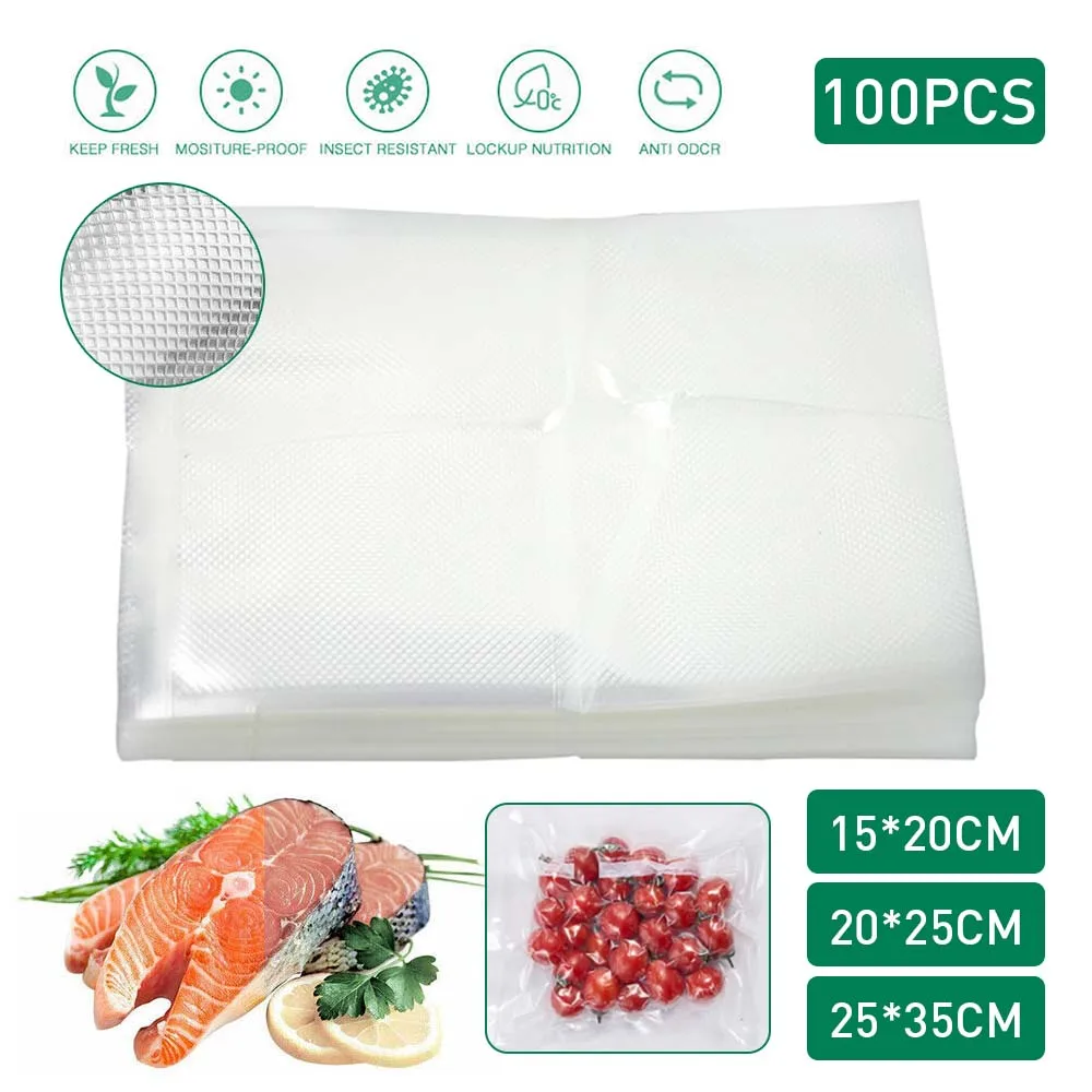 200/100 Stück Vakuumverpackungsbeutel, leere Lebensmittel-Vakuumbeutel, BPA-frei, Küchen-Vakuumbeutel für Lebensmittel-Vakuumierer, Lebensmittel-Aufbewahrungsbeutel