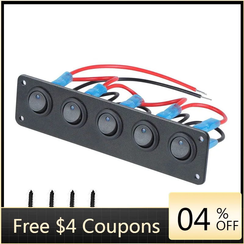 

SSTLISURE 5-позиционная комбинированная панель переключателя типа «кошачий глаз» для лодки, синий, красный, оранжево-зеленый свет для модификации автомобиля, морские принадлежности