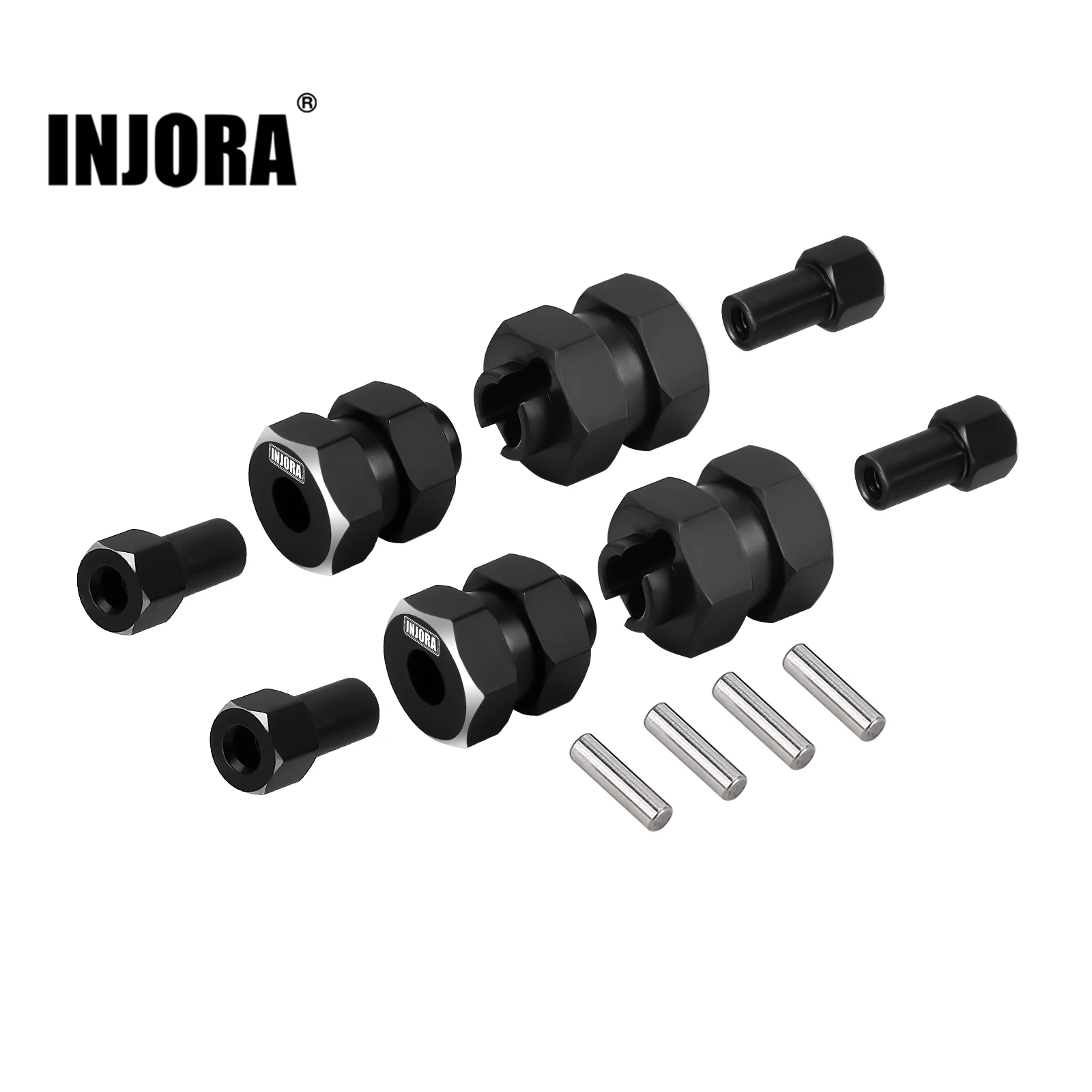 INJORA Stainless Steel Extended Wheel Hex with Nuts For 1/24 RC Crawler Axial SCX24 AX24 Upgrade