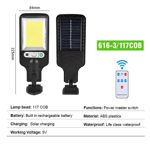 Solar Street Lights Outdoor 2500W Solar Lamp with 3 Light Mode Waterproof Motion Sensor Security Lamp for Garden Patio Path Yard