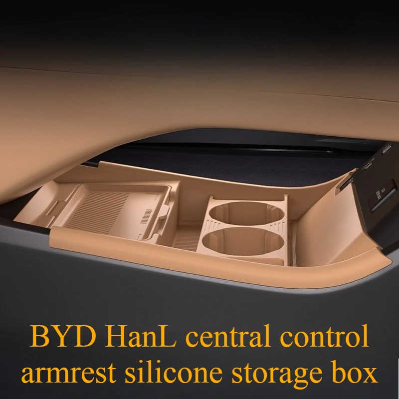 

For BYD Han L DMI EV Central Control Armrest Storage Box Storage Silicone Non-slip Pad Car Interior Modification Accessories