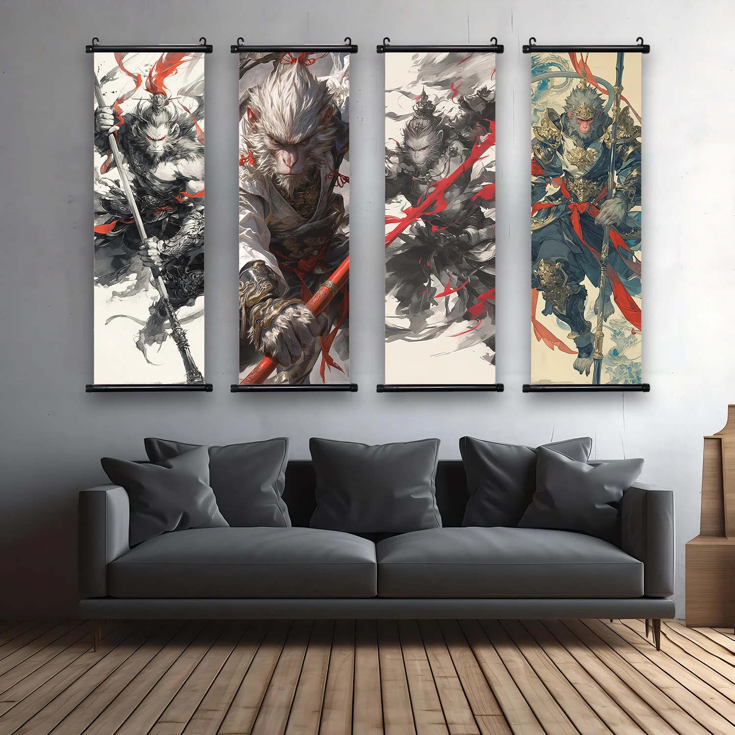 Black Myth: Wukong Hanging Scroll Poster Home Decoration Art Games Wallpaper Wall Artwork Canvas Painting Print Gaming Room Gift