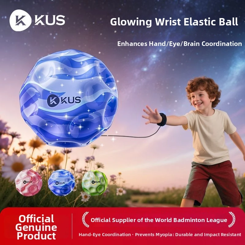 Wrist Bounce Balls Return Kids Elastic String Glow Dark Moon Surface Rubber Toy Hand Eye Coordination Outdoor Indoor Play