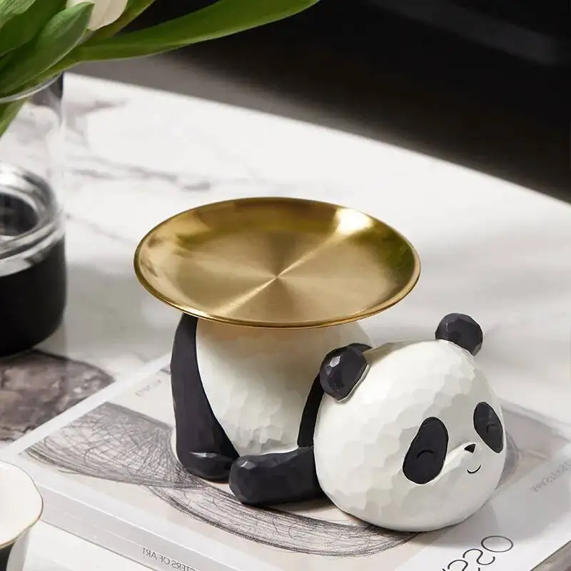 Cartoon Panda Tray Desktop Storage Tray Key Container Storage Ornaments Cute Bear Panda Trays Decorative Home Decoration