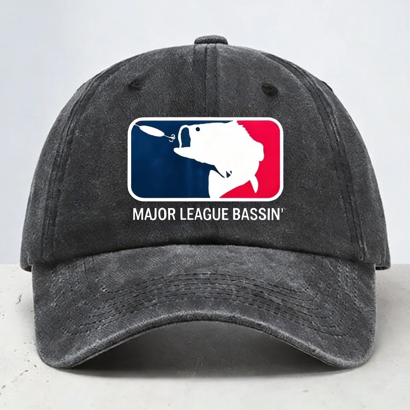Bass Fishing Fish Bait Carp Angling Baseball Cap fashion casual Vintage Soft Top Hat Outdoor Adjustable Sunscreen  Denim hats