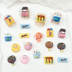 30Pcs Cute Mini Cartoon Beans, Chocolate, Cookies, Lollipops Nail Art Resin Designer Charms DIY Craft For Nail 3D Decorations