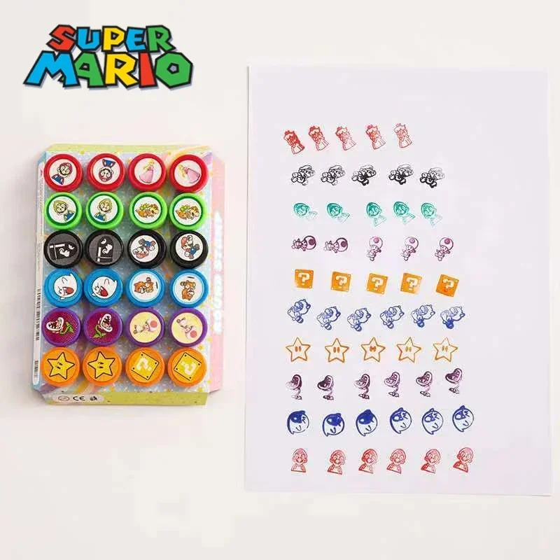 

12Pcs Super Marios Bros Cartoon Mini Seal Anime Figure Children's DIY Seal Kindergarten Teacher Comments Cute Stamp Accessories