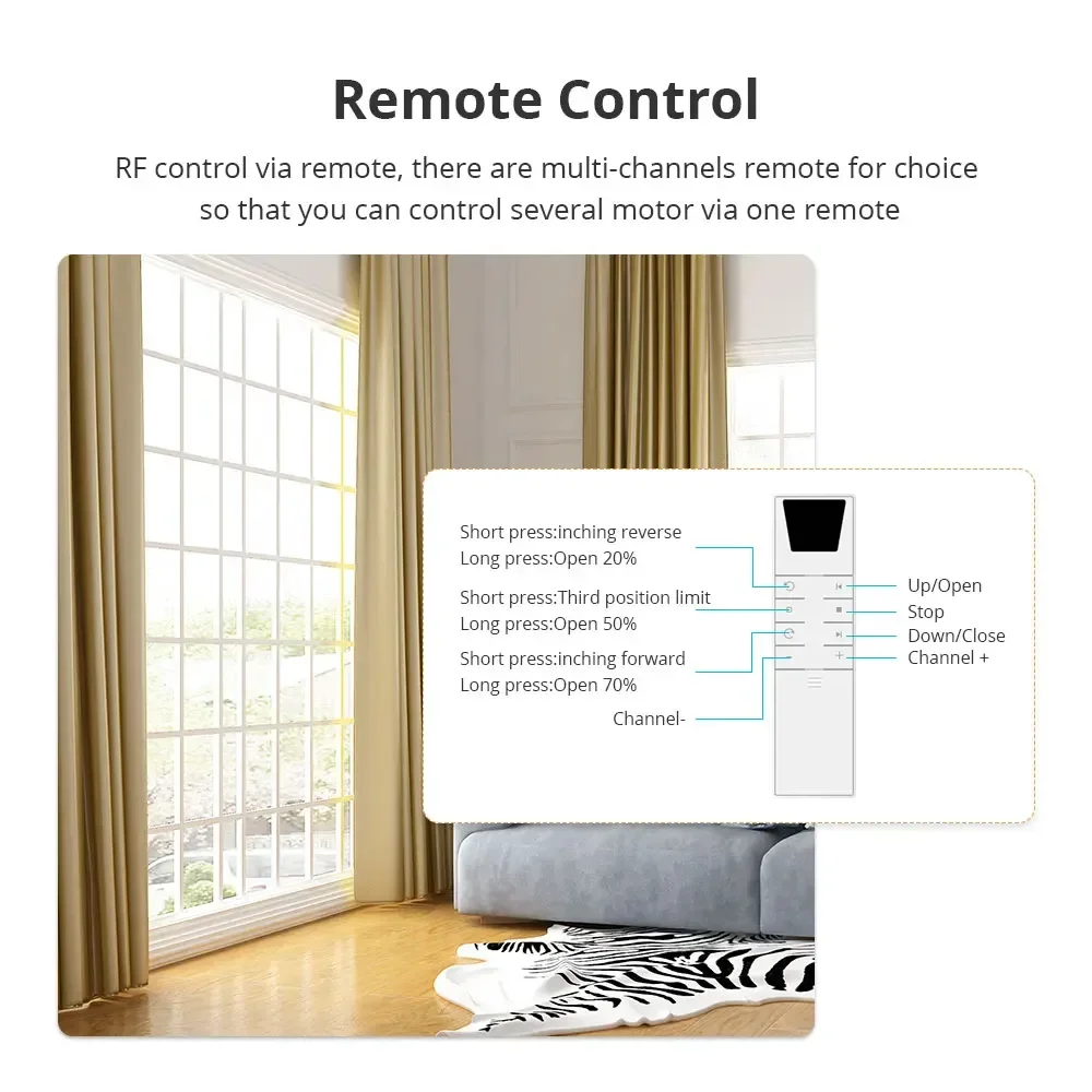 Zemismart Matter WiFi Smart Electric Motor with Quick-install Slide Curtain Track Support Homekit SmartThings Alexa Google Home