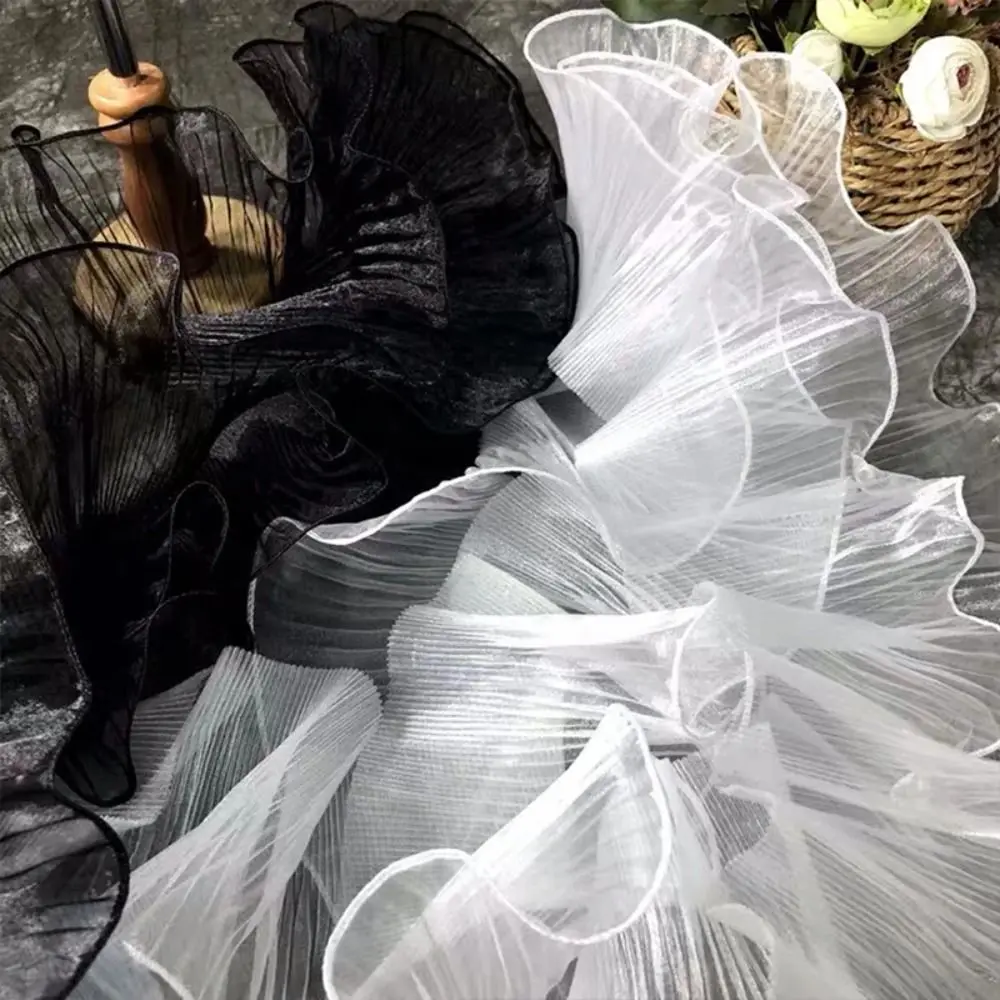 새로운 1야드 주름 레이스 리본 12cm 폭 수공예 의류 용품 인어 색상 러플 재봉 원단 DIY 재봉 재료