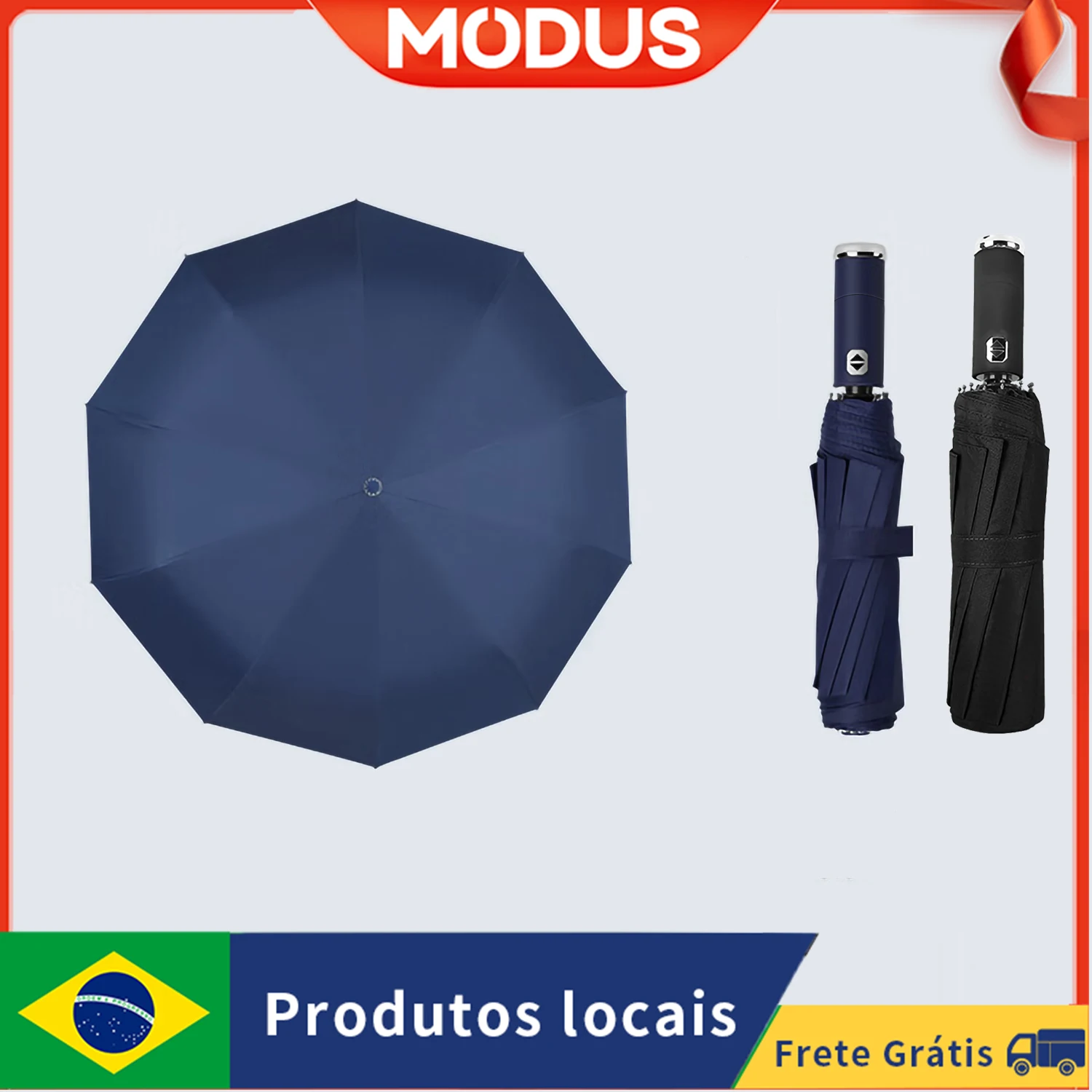 Monochrome Automatic Light Umbrella,Folding Sunshade , Windproof LED Umbrella ,10 bones