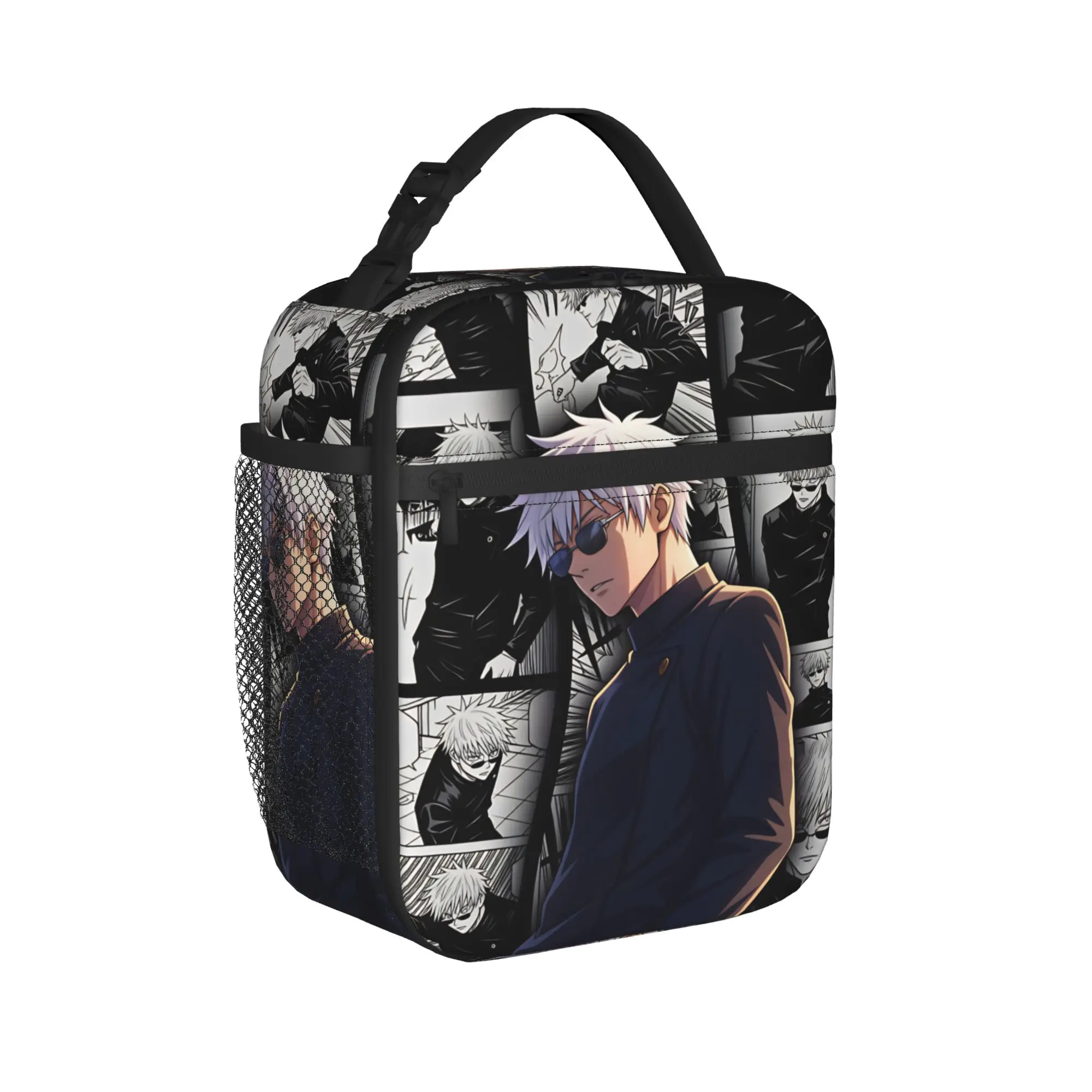 Satoru Gojo Comic Animation Lunch Bag For Unisex Print Lunch Box Fashion Office Cooler Bag Portable Zipper Oxford Tote Food Bags