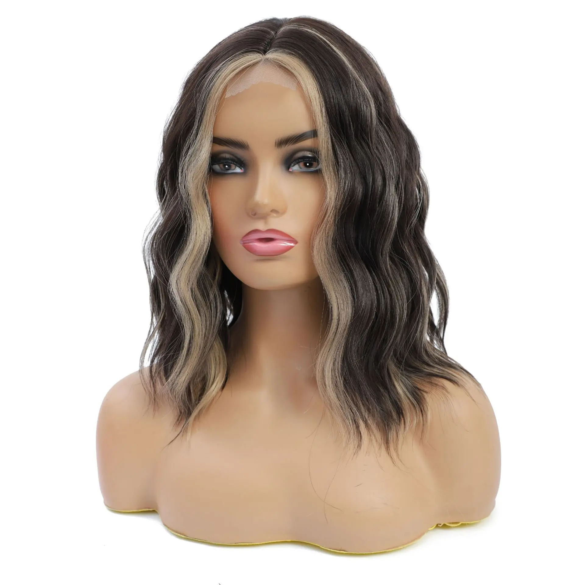 Synthetic Short Wigs For Women Middle Parting Small Area Lace Wavy Hair 2 Color  High Temperature Fiber  Cosplay/Daily/Party