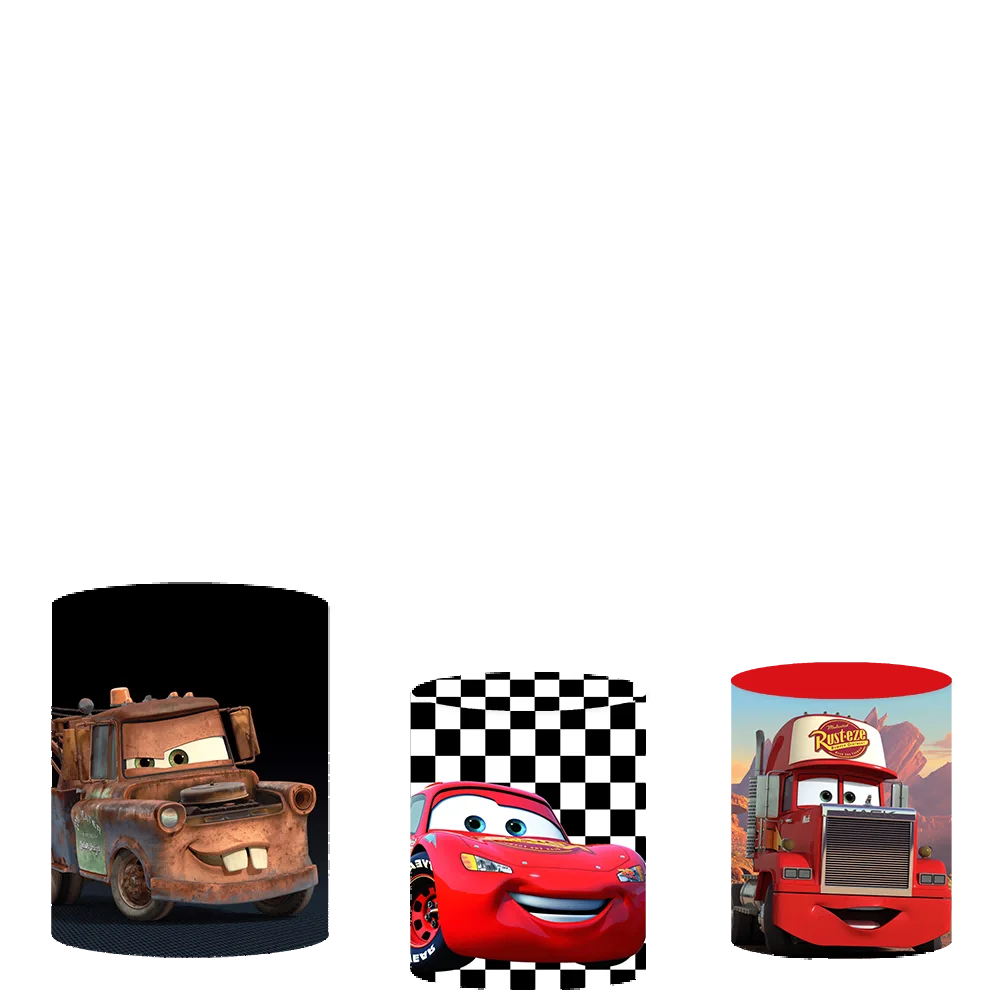 Disney Racing Car Party Background Decors Round Customized Backdrop Children's Birthday Decoration Wedding Banner