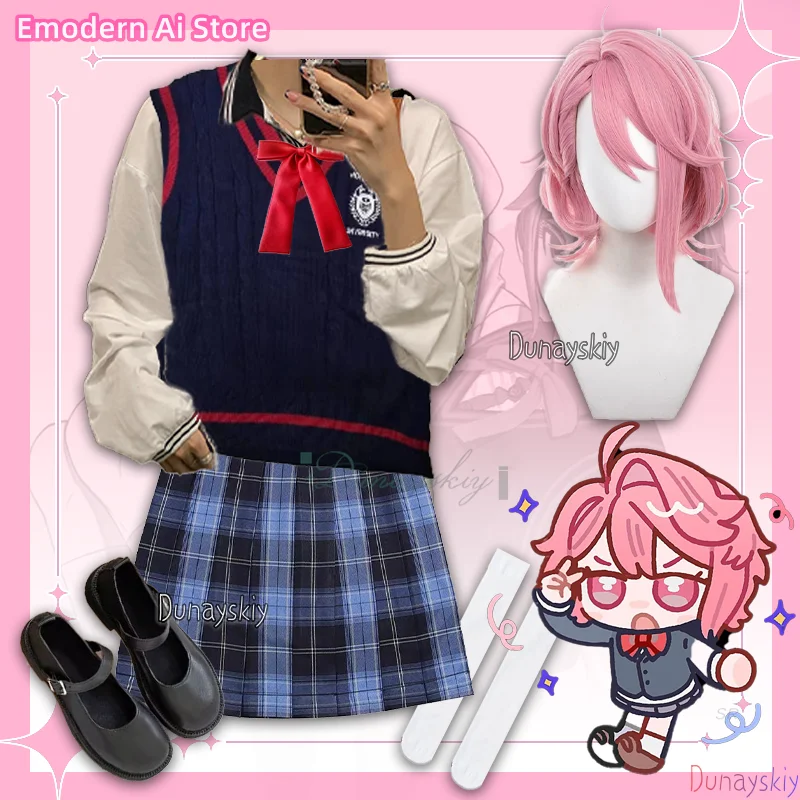 

Shiratori Aira Косплей disfraz Свитер Жилет Школьная форма Аниме Dandadan JK Косплей Парик Полные аксессуары Обувь Хэллоуин Вечеринка