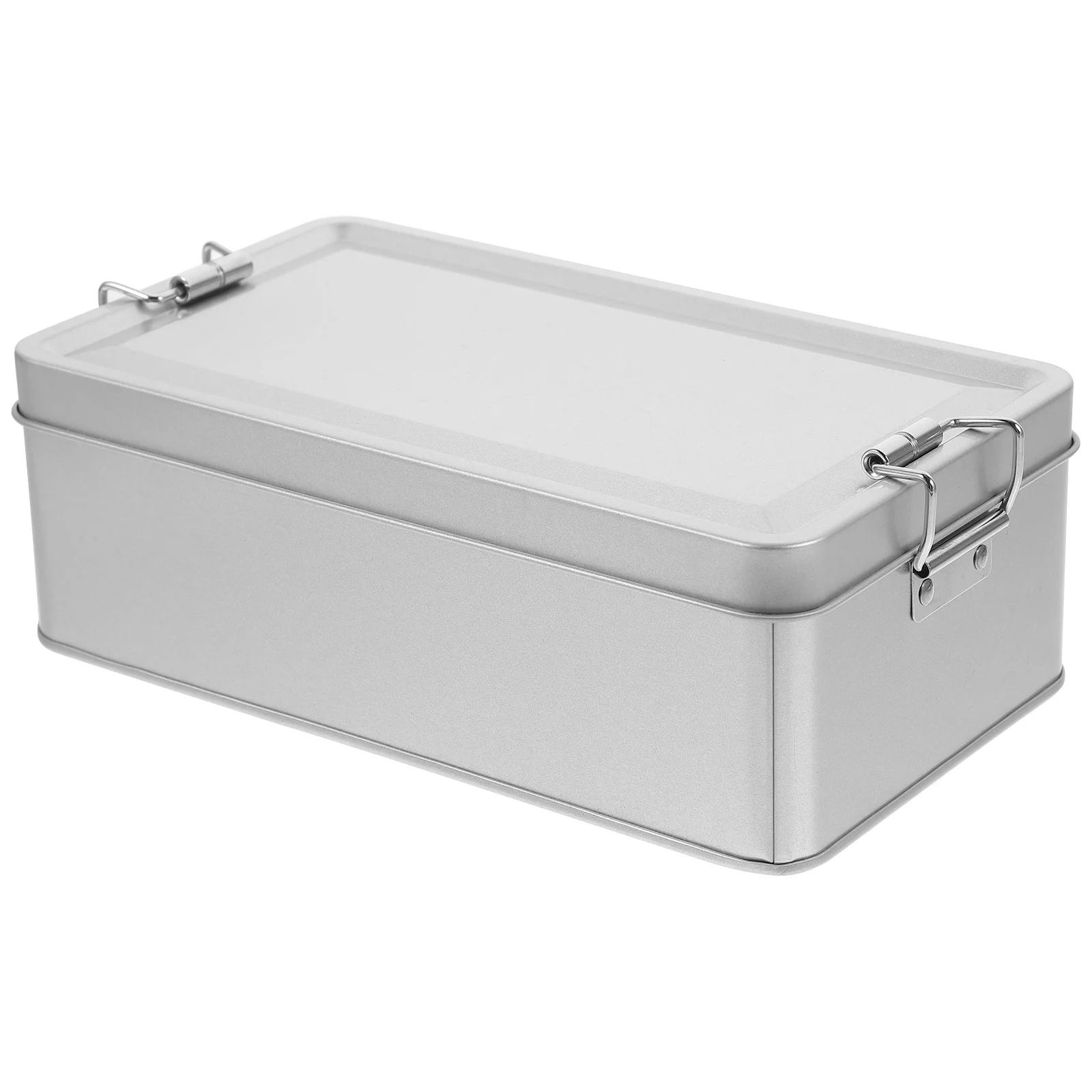 

Storage Box Medium Silver Tinplate Candy Box For Snacks Cookies Tea Metal Container Lid Cookie Jar Storage Tins