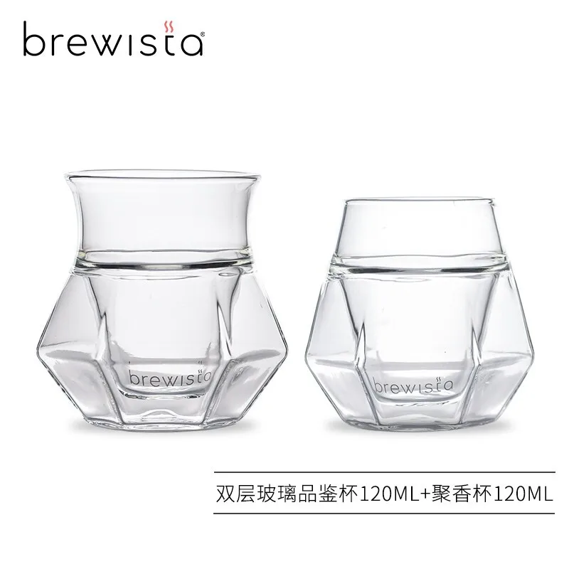 Brewista-Handa X-Series-brewed Coffee Double-layer Heat-Resistant Glass Diamond-Shaped Aroma, Serving Cup, 120ml, 300ml