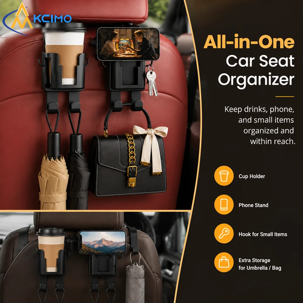 Universal Rear Seat Hanging Storage Bracket, Multi‑Purpose Vehicle Cup Support & Sundries Container, In‑Car Space‑Saving Fitting