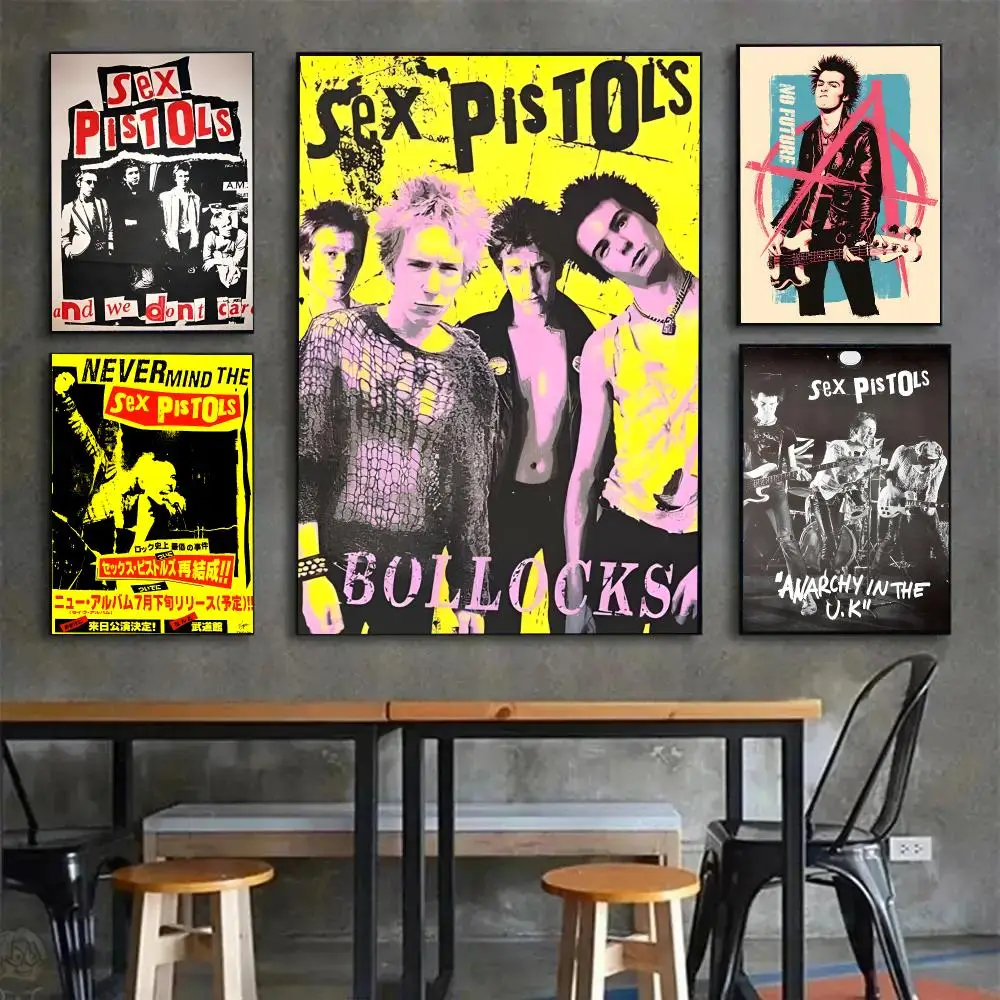 Vintage Rebel Punk S-Sex Pistols Poster Painting Wall Art Mural for Living Room Home Decor and Gifts