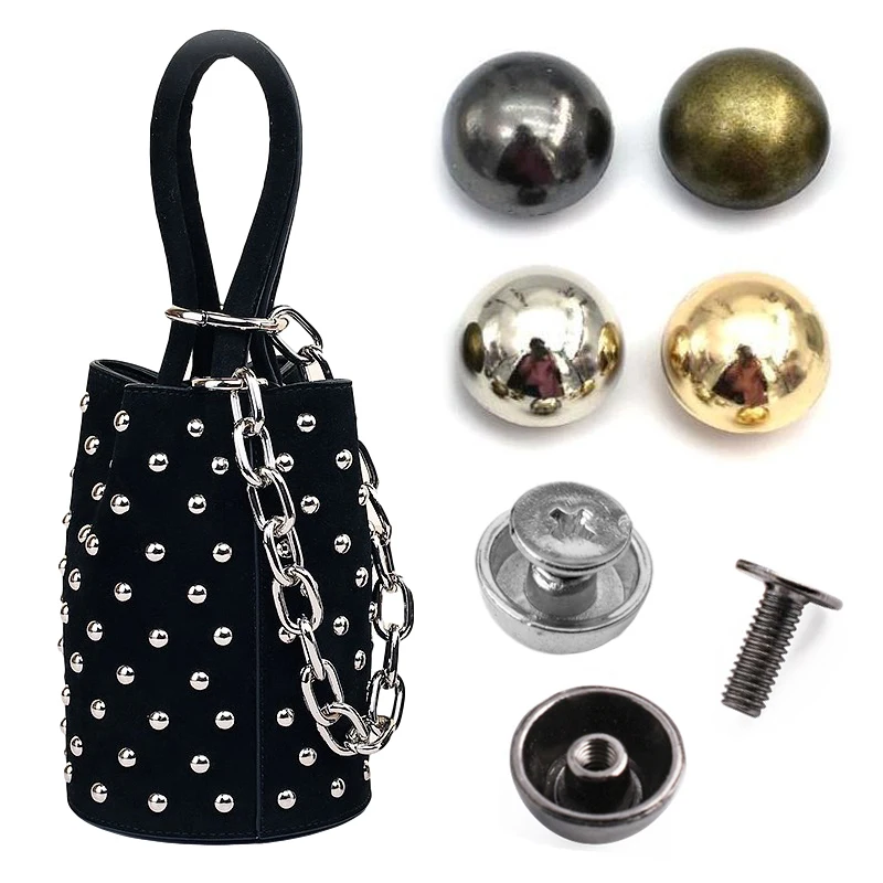 10pcs 8/10/12/12mm Metal Dome Rivet Screw Spike Studs Punk Spots Garment Leather Craft Bag Belt Wallet Decoration Parts