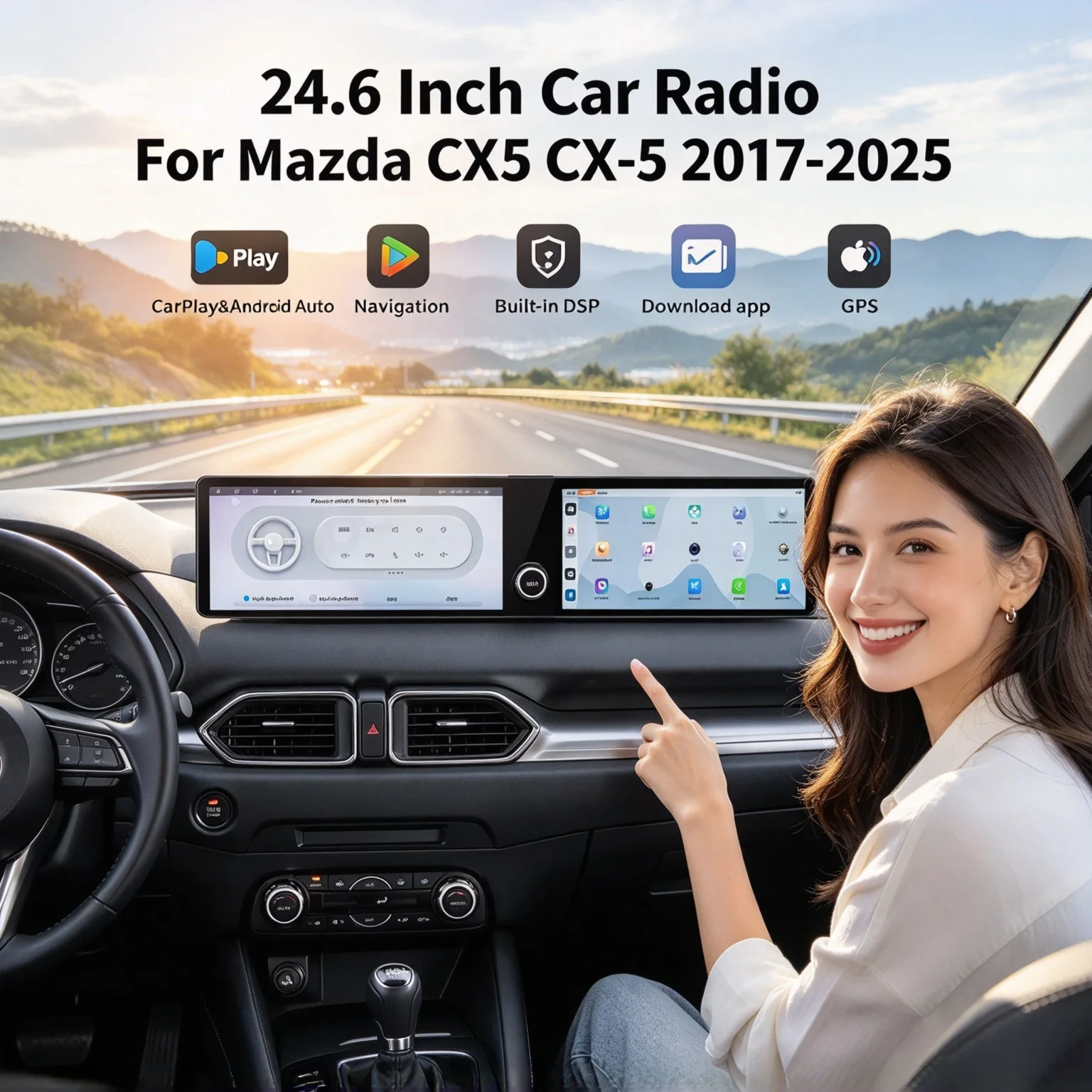 Android 14 For Mazda CX-5 2017-2025 Dual 12.3 Inch Car GPS Radio Navigation CarPlay HD Touch Screen Head Unit Multimedia Player