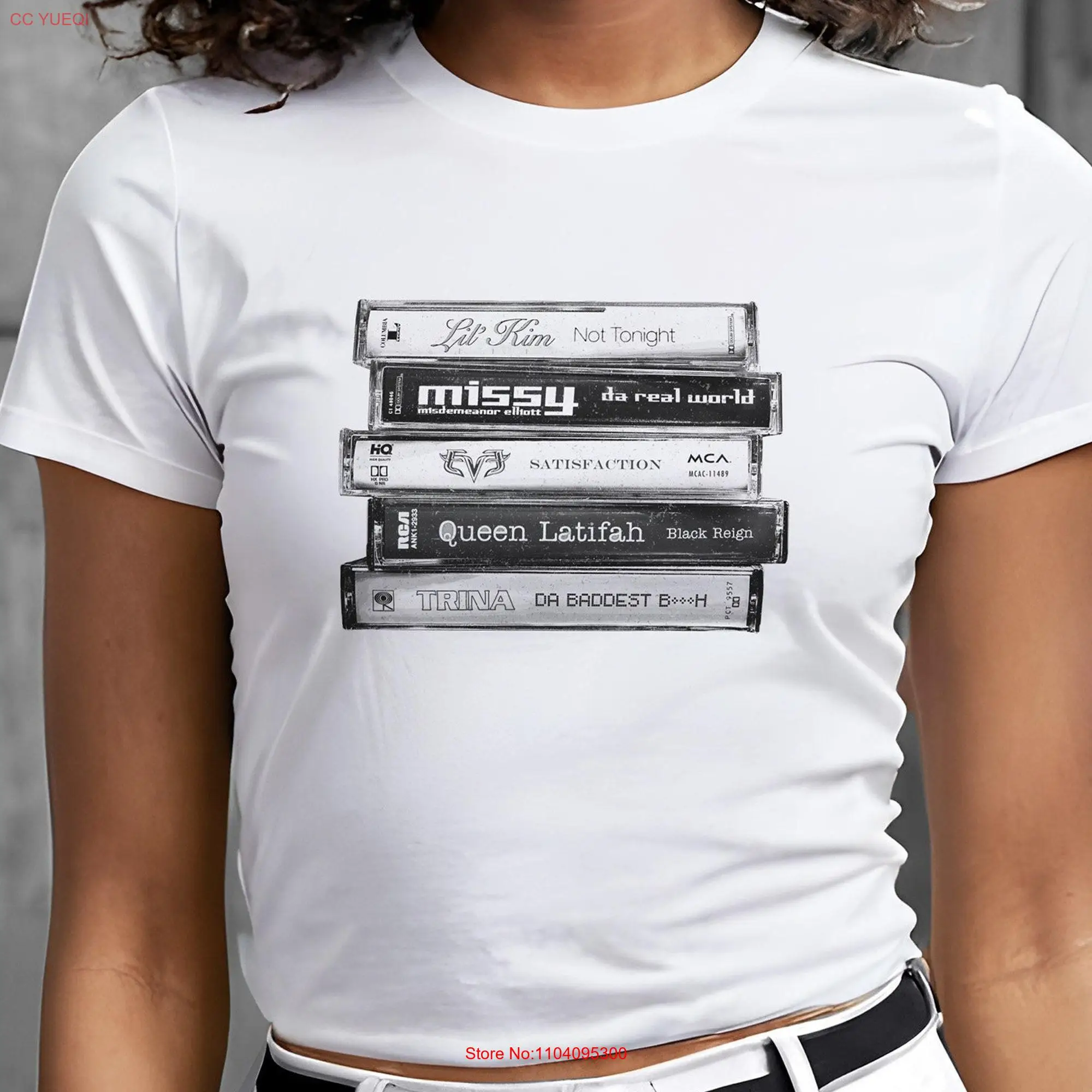 Female Rap T Shirt R B Singers Hip Hop Women of the Nineties Music Tape Cassette Stack Vintage Concert Missy Lil Kim