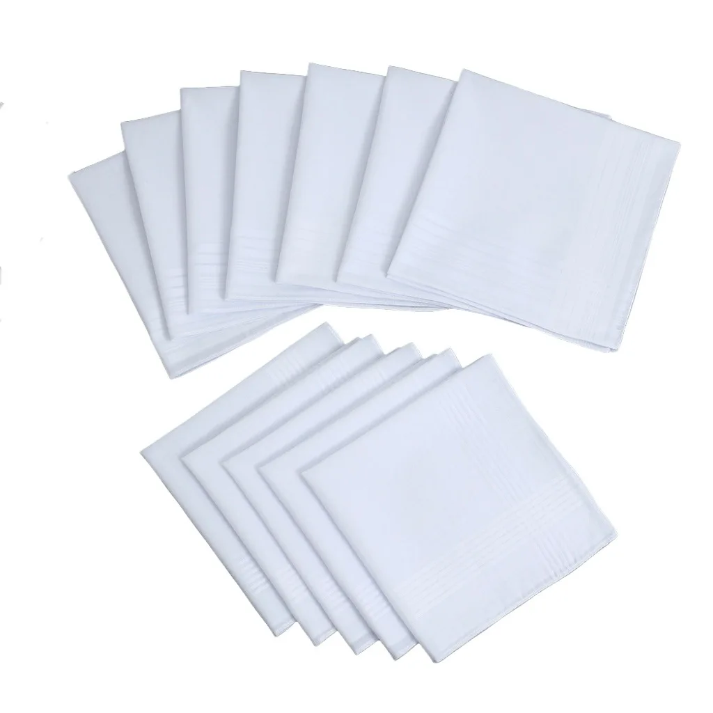 

Men's Handkerchiefs 100% Soft Cotton White Hankie Hankerchieves