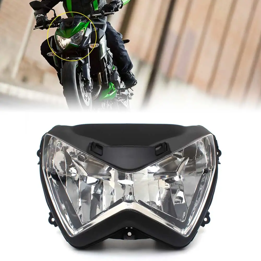 Motorcycle Headlight Assembly Housing Headlight Housing Fits For Kawasaki Z800 Z250 Z300 2013-2016 Abs Black Casing Clear Lens