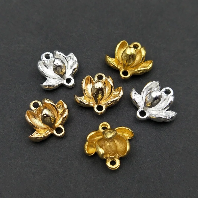 

Retro Flowers Charm Connectors 30pcs DIY Jewelry Accessory Wholesale Gold Silver Plated Metal Ornaments for Decor Accessories