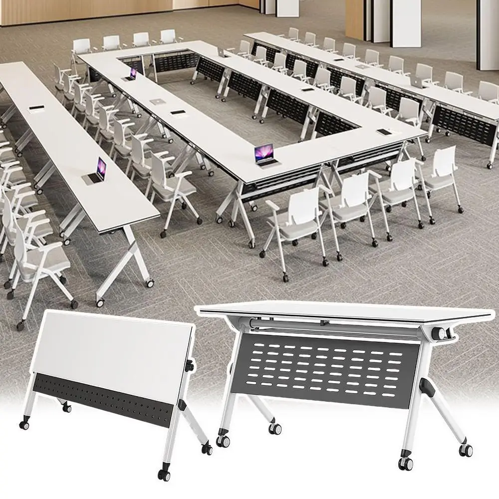 

Conference Table, Conference Room Tables with Wheels, Flip Top Mobile Training Tables, Large Modular Seminar Table for Office,