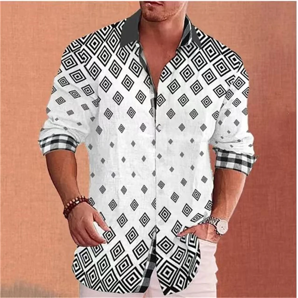 Popular Summer Men\'s Shirt Casual Vacation Hawaii Travel Beach Button Lapel Long Sleeve Shirt 18 Colors XS-5XL