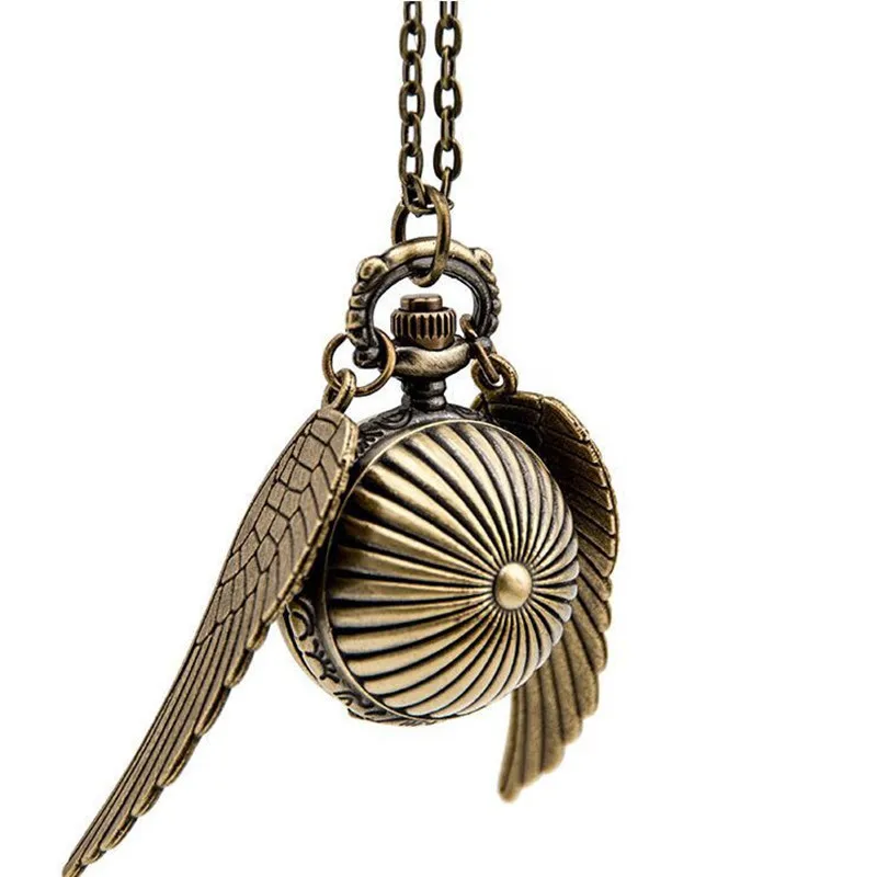 Foreign Trade Popular Style Flip Ball Pocket Watch Big Wings Flying Thief Quidditch Necklace Vintage Watch Harry Potter Pocket W