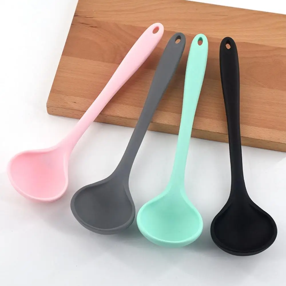 Heat Resistant Cooking Silicone Dinnerware Non-stick Scoop Tableware Serving Spoon Soup Ladle