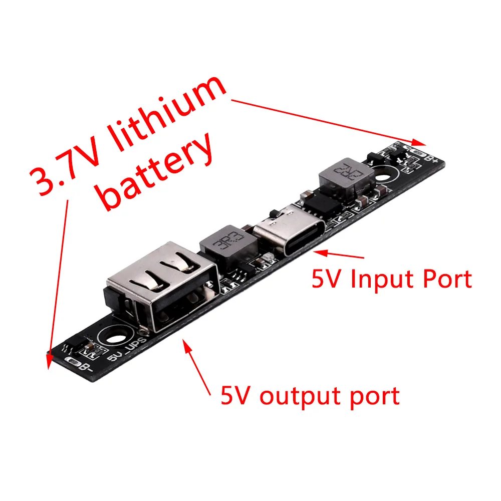 Type-C USB UPS 5V 18650 Lithium Battery Charger Board DC-DC Step Up Booster Converter Charging Backup Power Supply